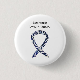 Zebra Stripe Awareness Ribbon Custom Art Button