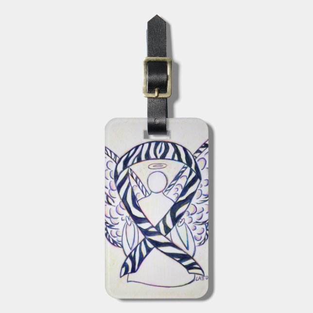 Zebra Stripe Awareness Ribbon Luggage Tag (Front Vertical)