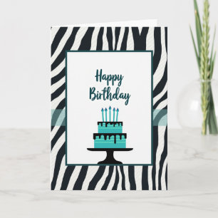 Zebra Stripe Birthday Cake Card