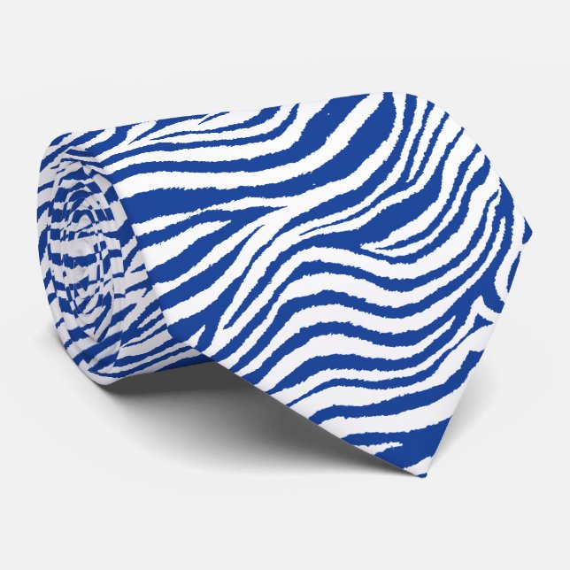 ZEBRA STRIPE BLUE TIE (Rolled)
