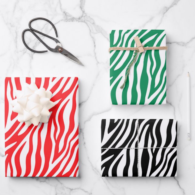 Zebra Stripe Christmas Gift Wrap (Front)