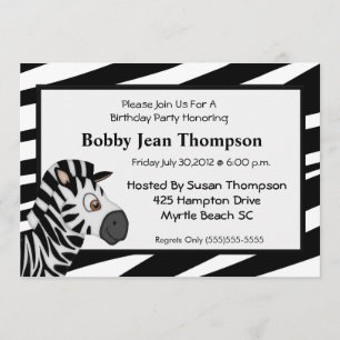 Zebra Stripe Invitation Anniversaire