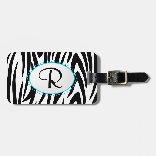 Zebra Stripe Monogram Luggage Tag (Front Horizontal)