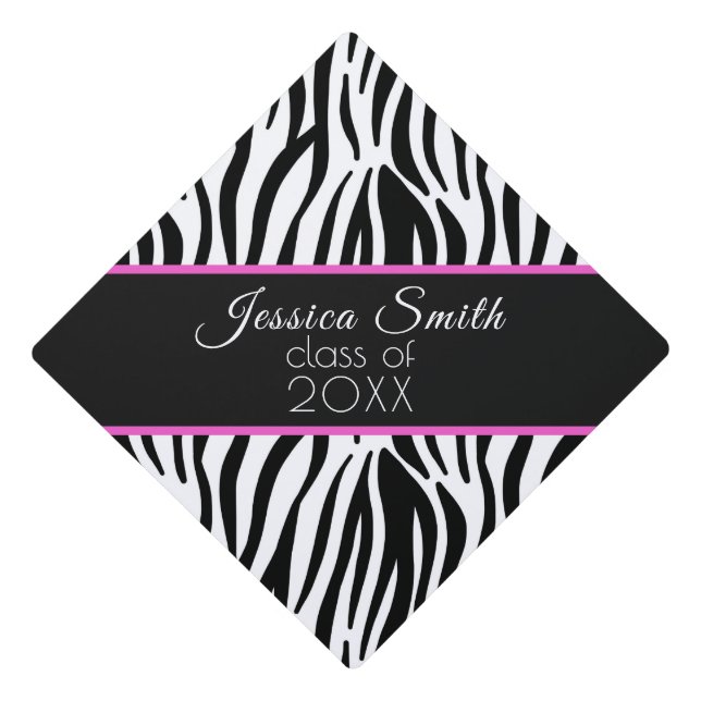 Zebra Stripe Pattern Graduation Class of Cap Topper (Front)