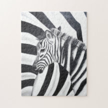 Zebra Stripe Safari Noir et Blanc Puzzle