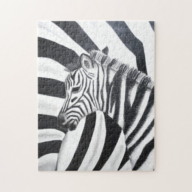 Zebra Stripe Safari Noir et Blanc Puzzle (Vertical)