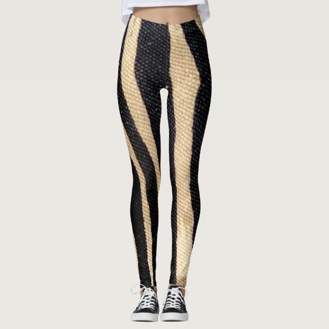 Zebra Stripe Wildlife Animal Print Leg stockings Leggings (Front)