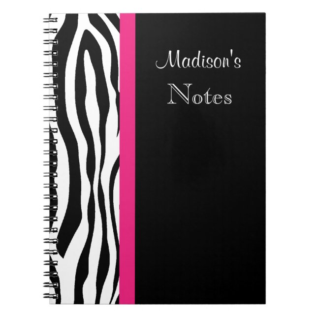 Zebra Stripe with Pink Personalized Notebook (Front)