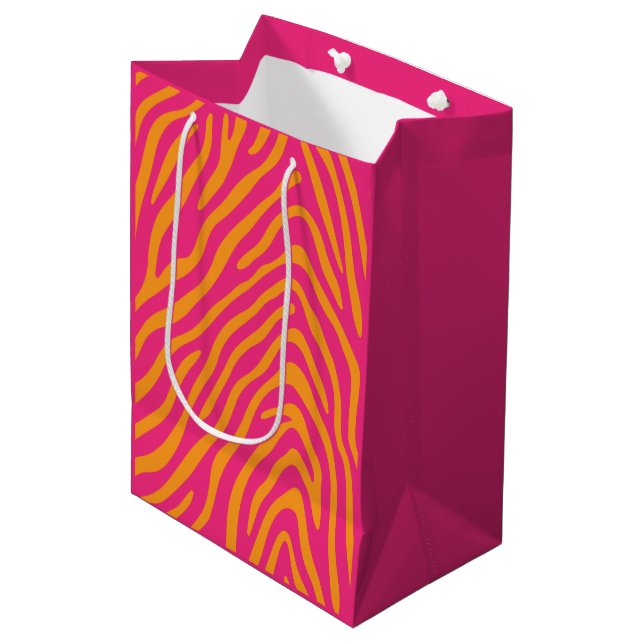 Zebra Striped Change to Any Colours Medium Gift Bag (Front Angled)