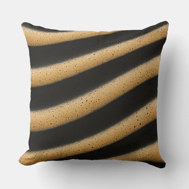 Zebra-striped espresso foam texture  throw pillow (Front)