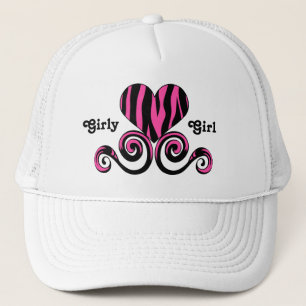 Zebra striped heart trucker hat