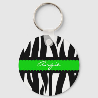 Zebra Striped Pattern Personalized Name Keychain