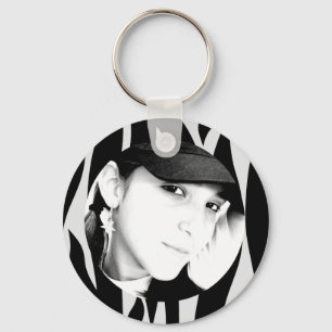 Zebra Striped Personalized Photo Keychain