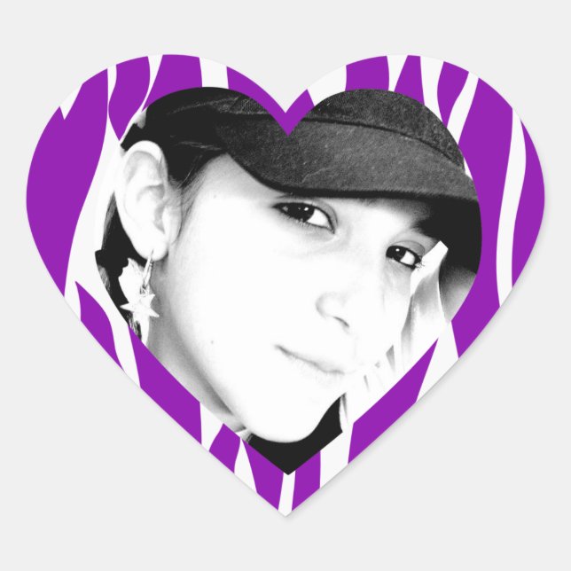 Zebra Striped Purple Personalized Photo Stickers (Front)