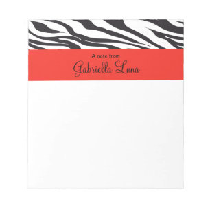 Zebra Striped with Red Personalized Notepad