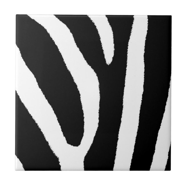 ZEBRA STRIPES (a Black & White design) Tile (Front)