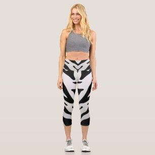 ZEBRA STRIPES ABSTRACT CAPRI LEGGINGS
