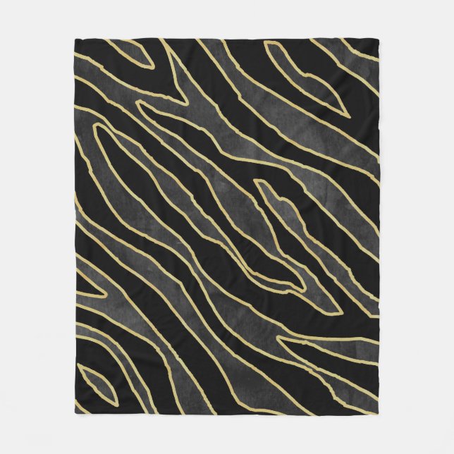Zebra Stripes: Abstract Monochrome Seamless. Fleece Blanket (Front)