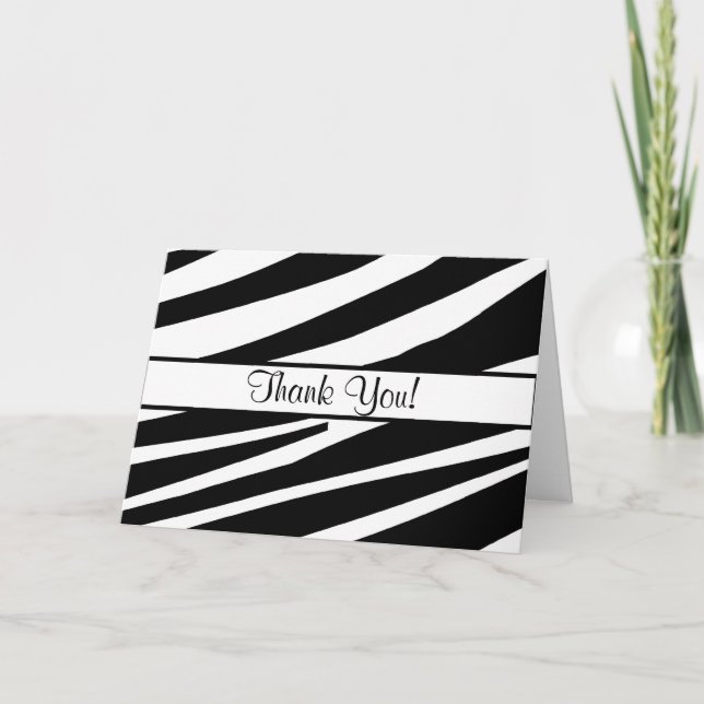 Zebra Stripes All Ocassion Thank You Note Card (Front)