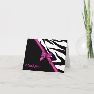 Zebra Stripes and Ribbon Thank You Note Card