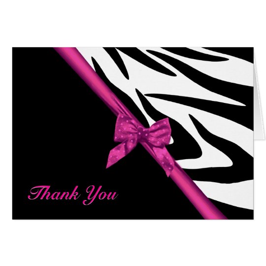 Zebra Stripes and Ribbon Thank You Note Card