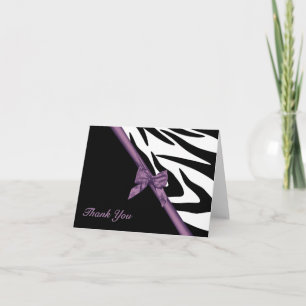 Zebra Stripes and Ribbon Thank You Note Card