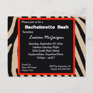Zebra Stripes Bachelorette Party Invitation