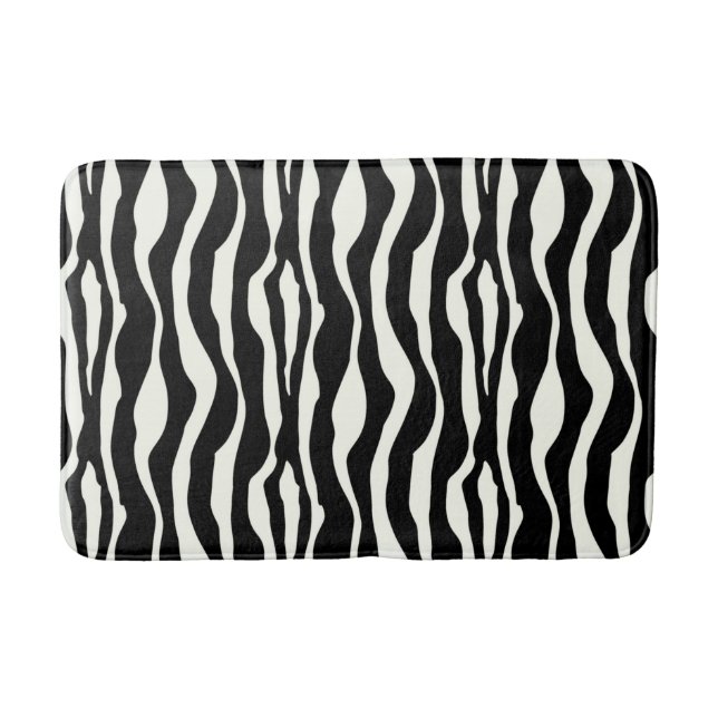 Zebra stripes - Black and White Bath Mat (Front)