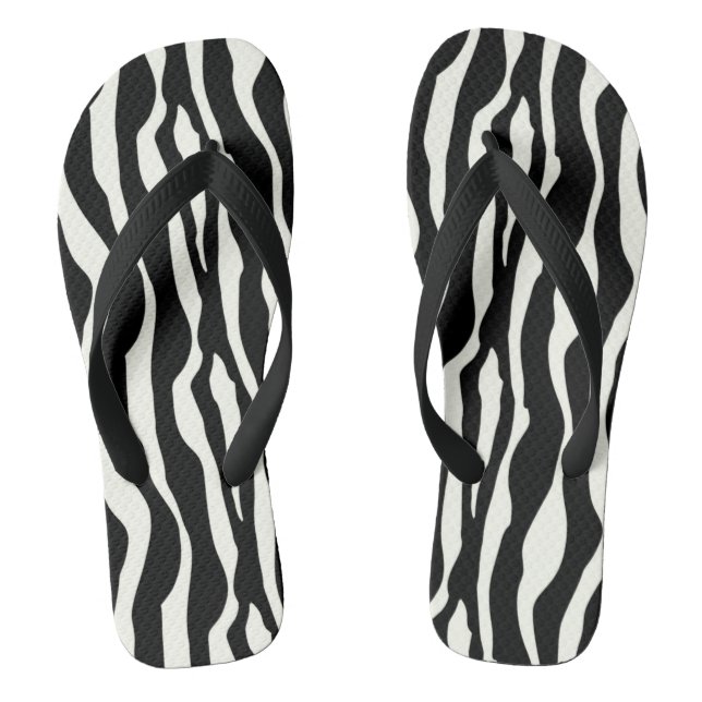 Zebra stripes - Black and White Flip Flops (Footbed)