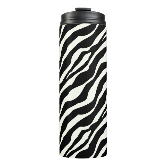Zebra Stripes - Black and White Thermal Tumbler (Front)