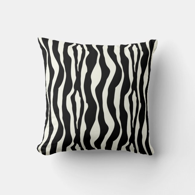 Zebra stripes - Black and White Throw Pillow (Front)