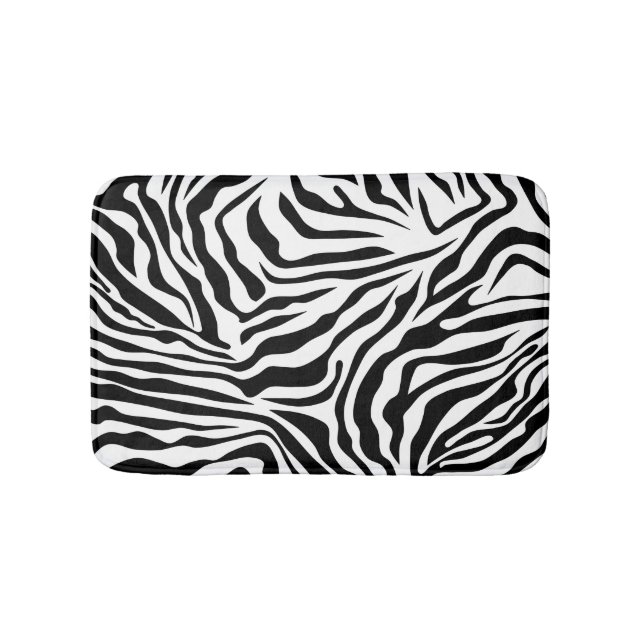 Zebra Stripes Black And White Wild Animal Print Bath Mat (Front)