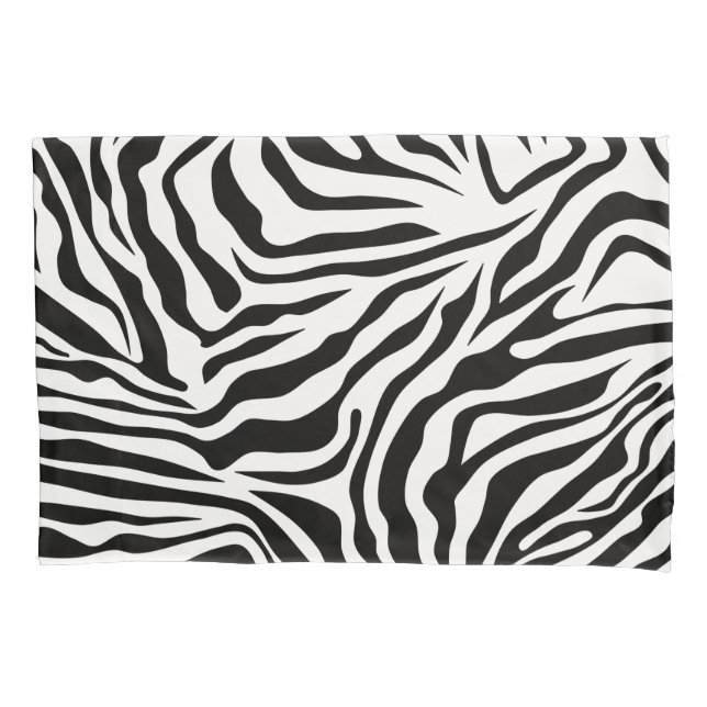 Zebra Stripes Black And White Wild Animal Print Pillowcase (Front)