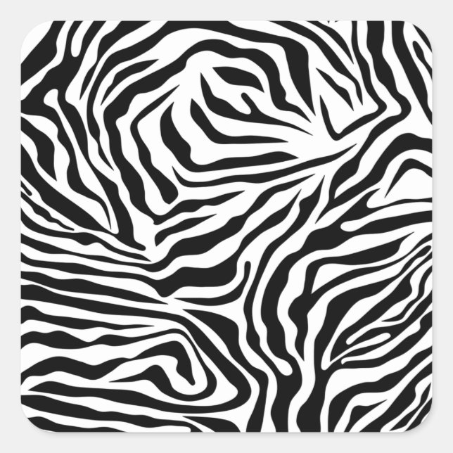 Zebra Stripes Black And White Wild Animal Print Square Sticker (Front)