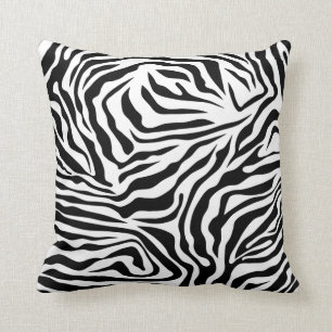 Zebra Stripes Black And White Wild Animal Print Throw Pillow