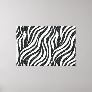 Zebra Stripes Black Glitter Wild Animal Chic Canvas Print
