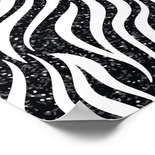 Zebra Stripes Black Glitter Wild Animals Print (Corner)