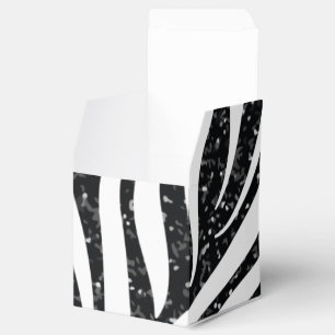 Zebra Stripes Black Glitter Wild Animals Print Favor Box
