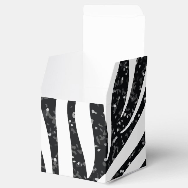 Zebra Stripes Black Glitter Wild Animals Print Favor Box (Opened)