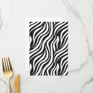 Zebra Stripes Black Glitter Wild Animals Print Menu