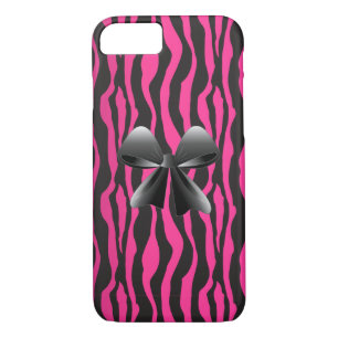 Zebra Stripes, black, pink, Bow iPhone 7 Case