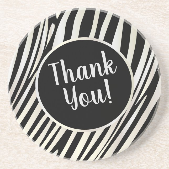 Zebra Stripes Black & Whit Pattern Trendy Design Coaster (Front)