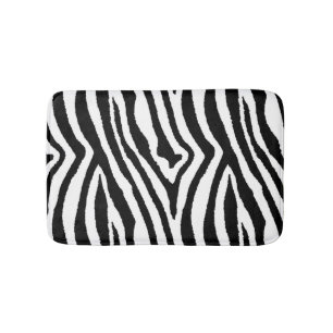 Zebra Stripes Black & White Safari Animal Print Bath Mat