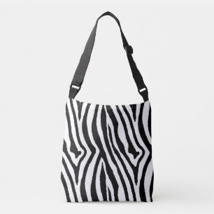 Zebra Stripes Black & White   Stylish Animal Print Crossbody Bag