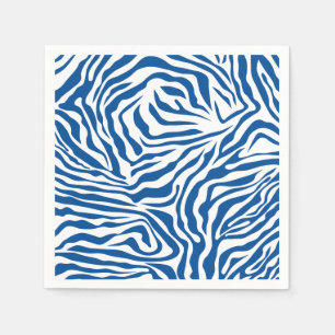 Zebra Stripes Blue And White Wild Animal Print Napkin