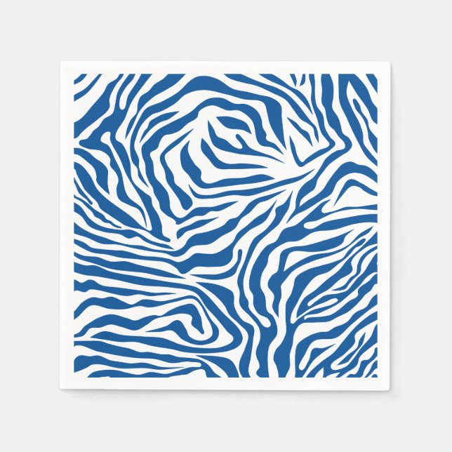 Zebra Stripes Blue And White Wild Animal Print Napkin (Front)