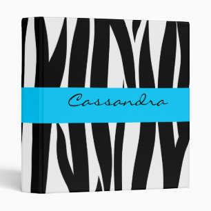 Zebra Stripes Blue Nom personnalisé Classeur scol