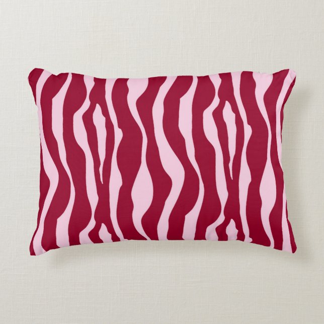 Zebra stripes - Burgundy and Pink Decorative Pillow (Front)