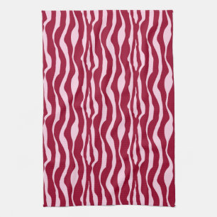 Zebra stripes - Burgundy and Pink Kitchen Towel