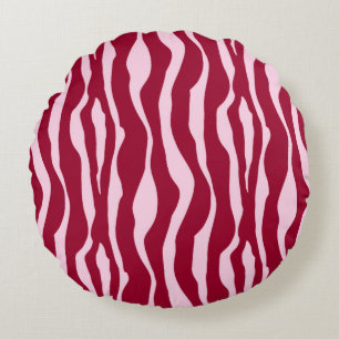 Zebra stripes - Burgundy and Pink Round Pillow